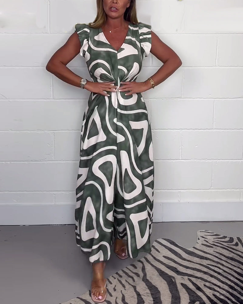 Abigail | Dames V-hals korte mouw jumpsuit