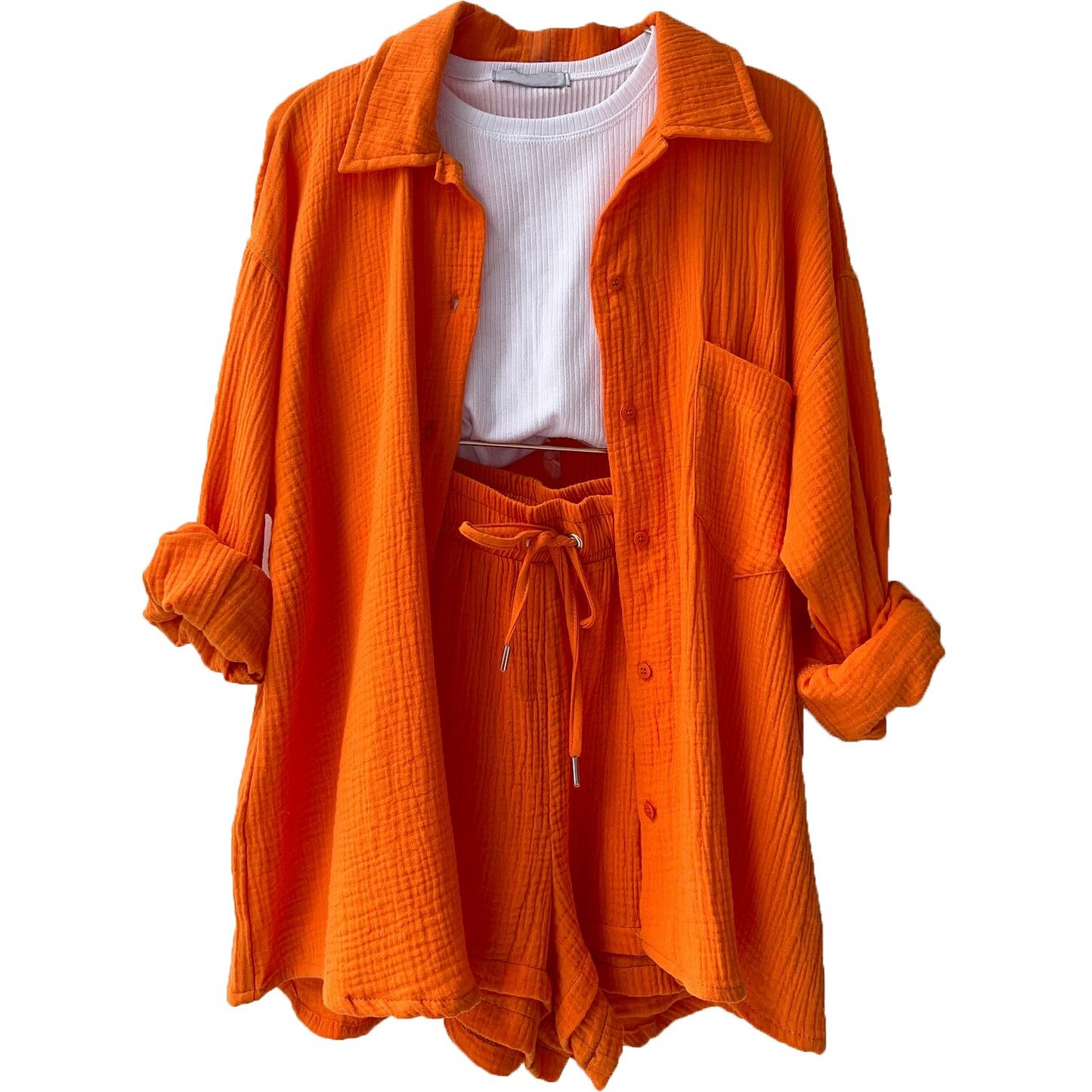 Jacinta | Dames tweedelig top met lange mouwen en stijlvolle shorts