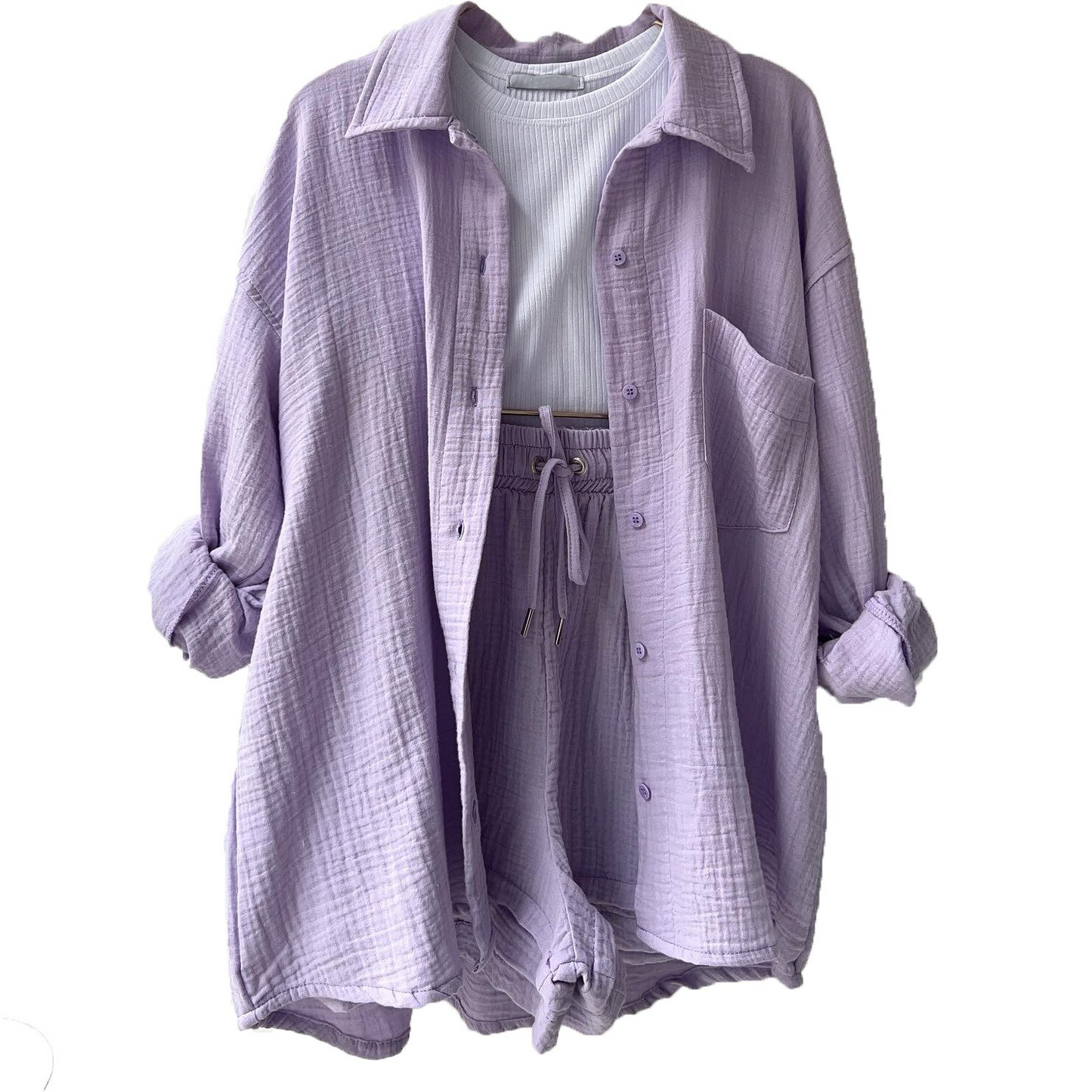 Jacinta | Dames tweedelig top met lange mouwen en stijlvolle shorts
