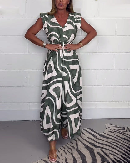 Abigail | Dames V-hals korte mouw jumpsuit