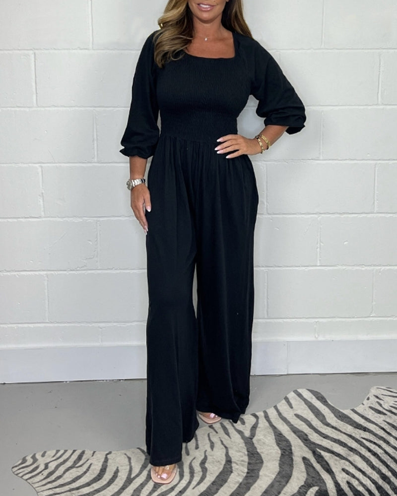 Barbara | Jumpsuit met halve mouwen en wijde pijpen