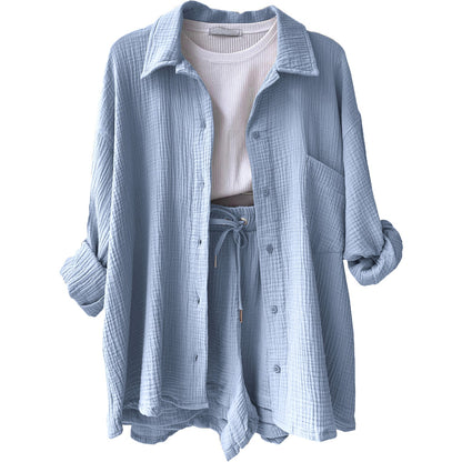 Jacinta | Dames tweedelig top met lange mouwen en stijlvolle shorts