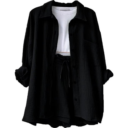Jacinta | Dames tweedelig top met lange mouwen en stijlvolle shorts